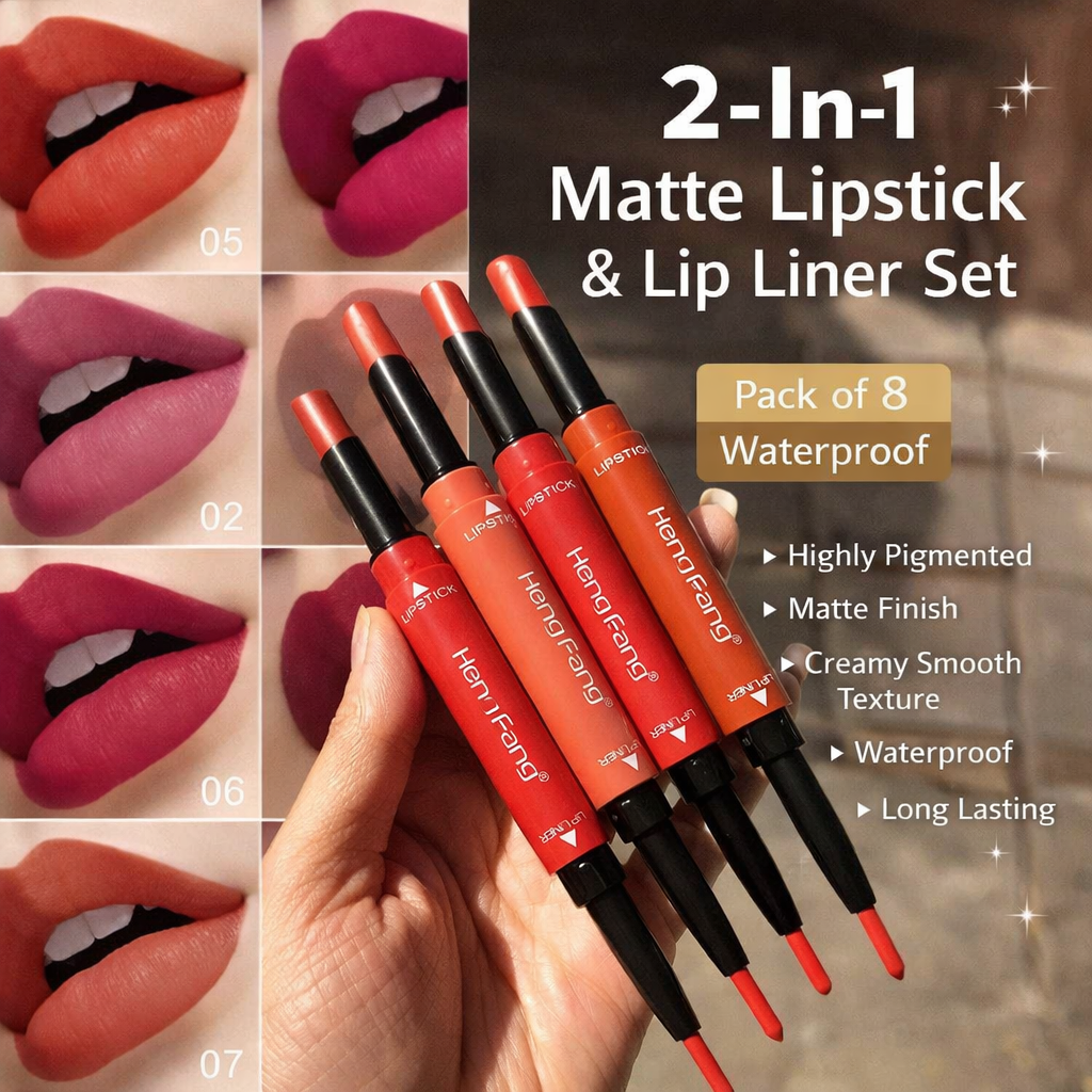 Glam Lips 2-In-1 Matte Set-8 Waterproof Shades